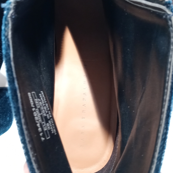 Zara Velvet Chunky Heel Ankle Boots - Picture 10 of 16